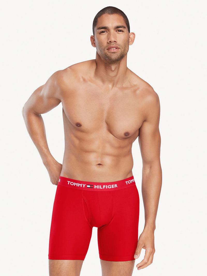 Férfi Tommy Hilfiger Everyday microfiber boxer brief 3pk Boxer Briefs Piros | HU 1385UZG